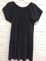Kim Rogers Womens Peasant Dress Short Sleeve Pullover Tie Waist Black Me... - $9.89
