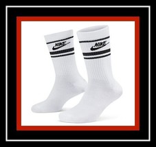 One Pair Nike Sportswear Everyday Essential Logo Crew WHITE Socks WOMENS 10-13 - £12.48 GBP