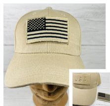 American Flag Hat Removable Hook and Loop USA Beige Adjustable Patriotic Cap - £31.89 GBP