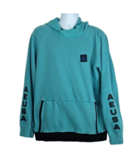 American Eagle Mens Long Sleeve Hoodie Size XL Bright Teal Sleeve Graphi... - £21.07 GBP