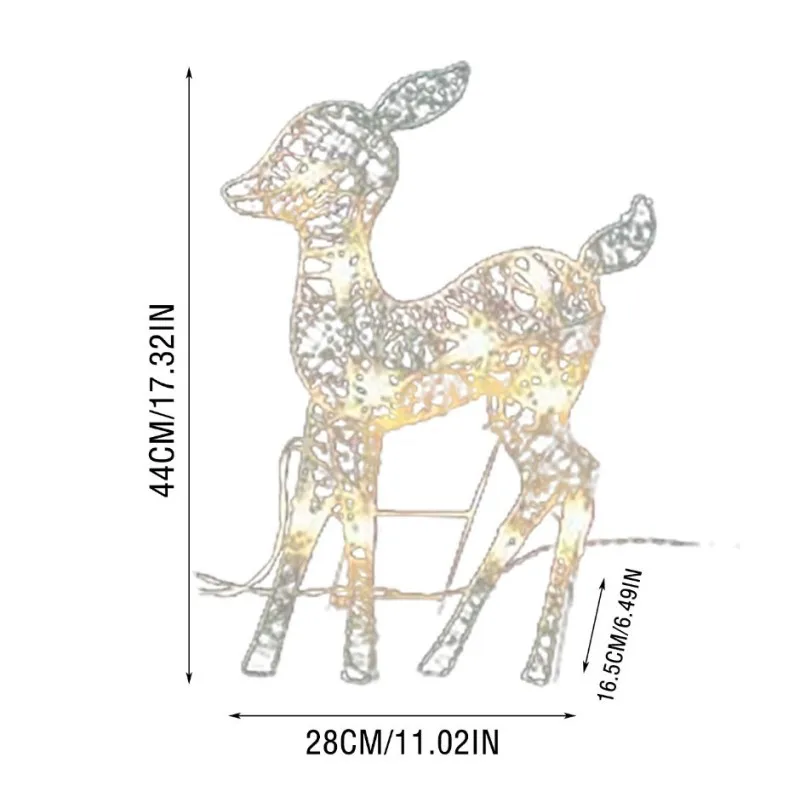 3PCS  Art Elk  Christmas Garden Decoration With LED Light Glowing Glitter Rein X - £95.73 GBP