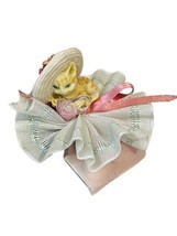 Cat Figurine Kitten anthropomorphic gift ribbon beanbag rock floral hat ... - £15.73 GBP