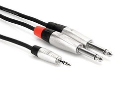 Hosa - HMP-003Y - 3.5mm TRS to Dual 1/4&quot; TS Pro Stereo Breakout Cable - 3ft. - £13.35 GBP