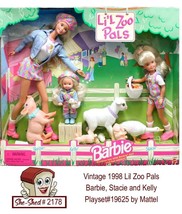 Vintage 1998 Lil Zoo Pals Barbie Stacie and Kelly Giftset 19625 by Mattel NIB - £47.92 GBP