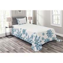 Snowflake Bedspread, Snow Inspired Abstract Frozen Season Frame Pattern Christma - $71.99