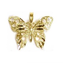 14K Gold Butterfly Charm with 18&quot; Cable Chain - £118.31 GBP