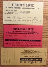 Fiddler&#39;s Grove Old Time Fiddler&#39;s Bluegrass Festival 3 Ticket Stubs 94/... - £7.79 GBP