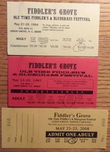 Fiddler&#39;s Grove Old Time Fiddler&#39;s Bluegrass Festival 3 Ticket Stubs 94/... - $9.95
