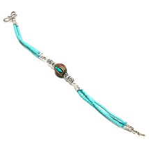 Turquoise Coral Chalcedony Handmade Ethnic Jewelry Bracelet Nepali 6-7&quot; SA 1556 - £4.13 GBP