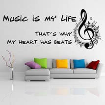 ( 55'' x 22'') Vinyl Wall Decal Quote Music is My Life / Inspirational Text Art  - $39.73
