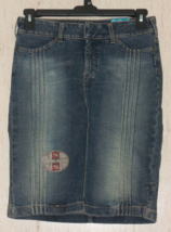 Nwt Womens Silver Stretch Denim Distressed Blue J EAN Skirt Size 27 - £30.00 GBP
