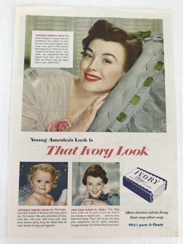 Ivory Soap Vtg 1949 Print Ad That Ivory Look Alice Wallace - $9.89