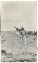 Real Photo Postcard RPPC WW1 Army Recruits in Foxhole - AZO 1918 era - U... - £6.74 GBP