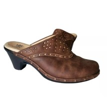 Sofft Brown Leather Studded Mule Clog Boho Shoe 1009575 Womens Size 7 EUC - £23.15 GBP