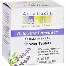 NEW Aura Cacia Shower Tablets 3 Count Box Relaxing Lavender 3 Oz Pack of 1 - £8.26 GBP