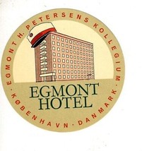 Egmont Hotel Kobenhaven Danmark Luggage Label Copenhagen Denmark - $13.86