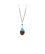 Wood Resin Necklace. Beaded Wood Resin Necklace. Long Wood Resin Necklac... - £37.74 GBP