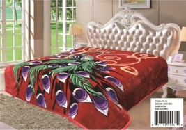 Peacocks Red Color Mona 2 Ply Plush Blanket Softy &amp; Warm California King Size - £51.71 GBP