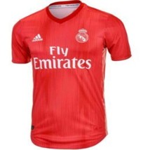 adidas Real Coral/Vivid Red Real Madrid Third Authentic Jersey Men&#39;s &#39;18-&#39;19 - £56.53 GBP