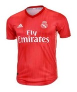 adidas Real Coral/Vivid Red Real Madrid Third Authentic Jersey Men&#39;s &#39;18... - £52.70 GBP