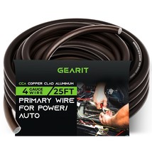 GearIT 4 Gauge Wire (25ft - Black Translucent) Copper Clad Aluminum CCA ... - £31.45 GBP