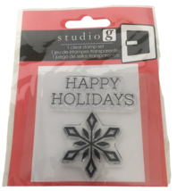 Studio G Clear Stamp Set Happy Holidays Snowflake Christmas Card Making Craft - £3.92 GBP