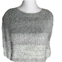 Jasmine &amp; Ginger Sweater Chunky Knit Tunic Gray White Stripe Eyelash Siz... - £13.44 GBP
