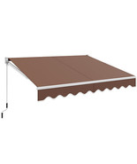 8 x 6.6 Feet Patio Retractable Awning withManual Crank Handle-Brown - Co... - €185,93 EUR