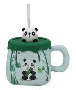 Cute Panda Bear By Bamboo Forest Green Ceramic Mug With Silicone Lid And... - €15,43 EUR