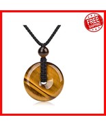 Men&#39;s Adjustable Obsidian Rope Necklace with Tiger Eye Chakra Pendant, 2... - $70.23 CAD