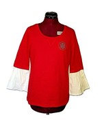 Tommy Hilfiger Top Multicolor Women Embellished Logo Bell Sleeves Size S... - £44.15 GBP