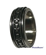 vintage Sterling silver ring Wide Rune Wedding Ring 5.75 - $65.28