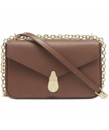 Calvin Klein Walnut Brown Gold Lock Chain Leather Crossbody Handbag Bag ... - £53.28 GBP