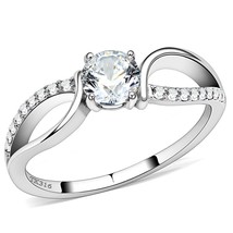 .79Ct Round Cut Simulated Diamond Cross Over Band Stainless Steel Wedding Ring - £46.62 GBP