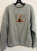 90s M&amp;C Sport Men&#39;s Sz XL Gray Deer Nature Sweatshirt Pullover Crew Embr... - £18.09 GBP