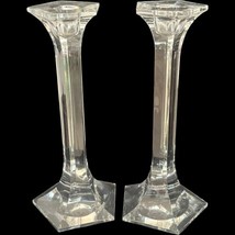 Pair Of Riedel Crystal Pentagon 8” Candle Holder Candlestick Clear Glass... - £36.94 GBP