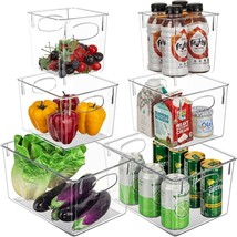 6 Pack Clear Plastic Storage Bin Container Set - Pantry Freezer Fridge Organizer - £44.64 GBP