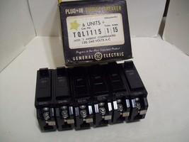 Box of 6 GE General Electric TQL1115 Circuit Breaker 15A 120/240V TQL Pl... - $19.79