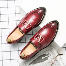 Spring Autumn Mens Shoes Casual Pu Leather Slip-on Fashion Handmade Loafers Shoe - £66.00 GBP