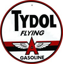 Tydol Flying A Gas 24&quot; Round Embossed Tin Metal Sign - £59.31 GBP