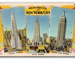 Buildings Multiview Monarchs of New York City NY NYC UNP Linen Postcard H24 - £3.07 GBP