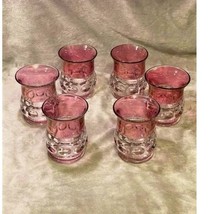Vintage Tiffin Franciscan King&#39;s Crown Cranberry Flashed Water/Juice Glasses (6) - £42.64 GBP