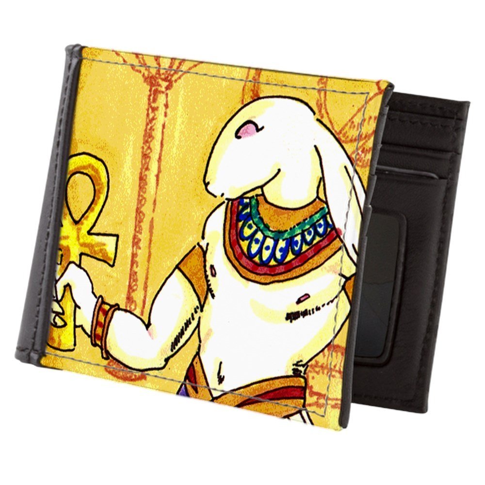 Ancient Egyptian Bunny God Cartoon Art Leather Bifold Wallet