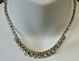 Vintage Signed WEISS Clear Rhinestone Necklace 16.5&quot; Long - £51.87 GBP