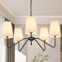 5-Light Modern Chandelier With White Shades, Classic Pendant Ceiling Light Fixtu - £122.29 GBP