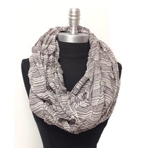 Men&#39;s Super soft thick and thin Stripe Infinity Circle Scarf Wrap, Brown/White - £5.45 GBP