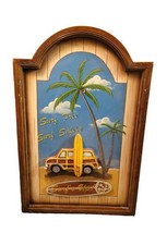 Surfs Up! Surf Free Surf Safely Palm Tree Beach Bum Wood 3D Wall Art - £15.78 GBP