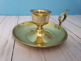 Shiny Brass Candlestick Candle Chamber Stick Holder Drip Dish - $18.81