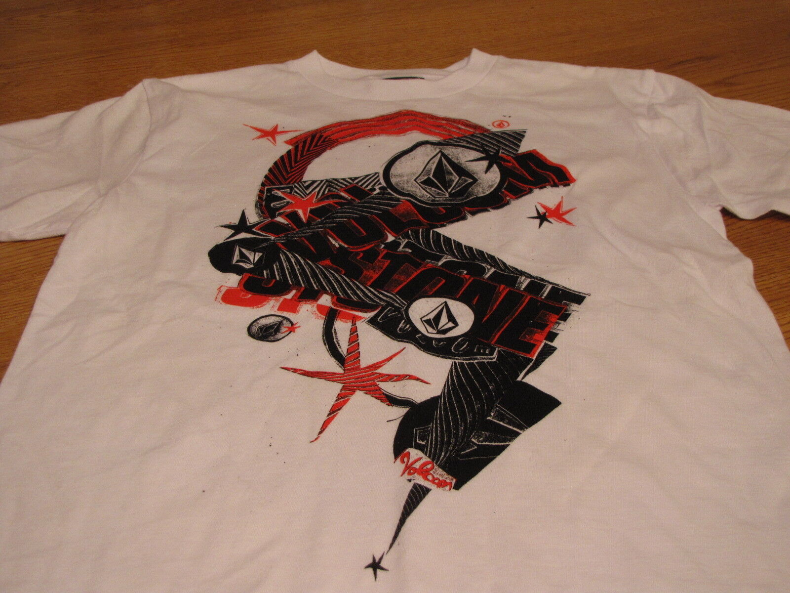 Boys youth kids Volcom Stone short sleeve white surf skate TEE logo L  t... - $7.71