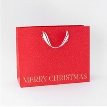 12 Merry Christmas Large Gift Bag With Tiny Scatter Dots Red Sugar Paper 10x12x5 - £27.93 GBP